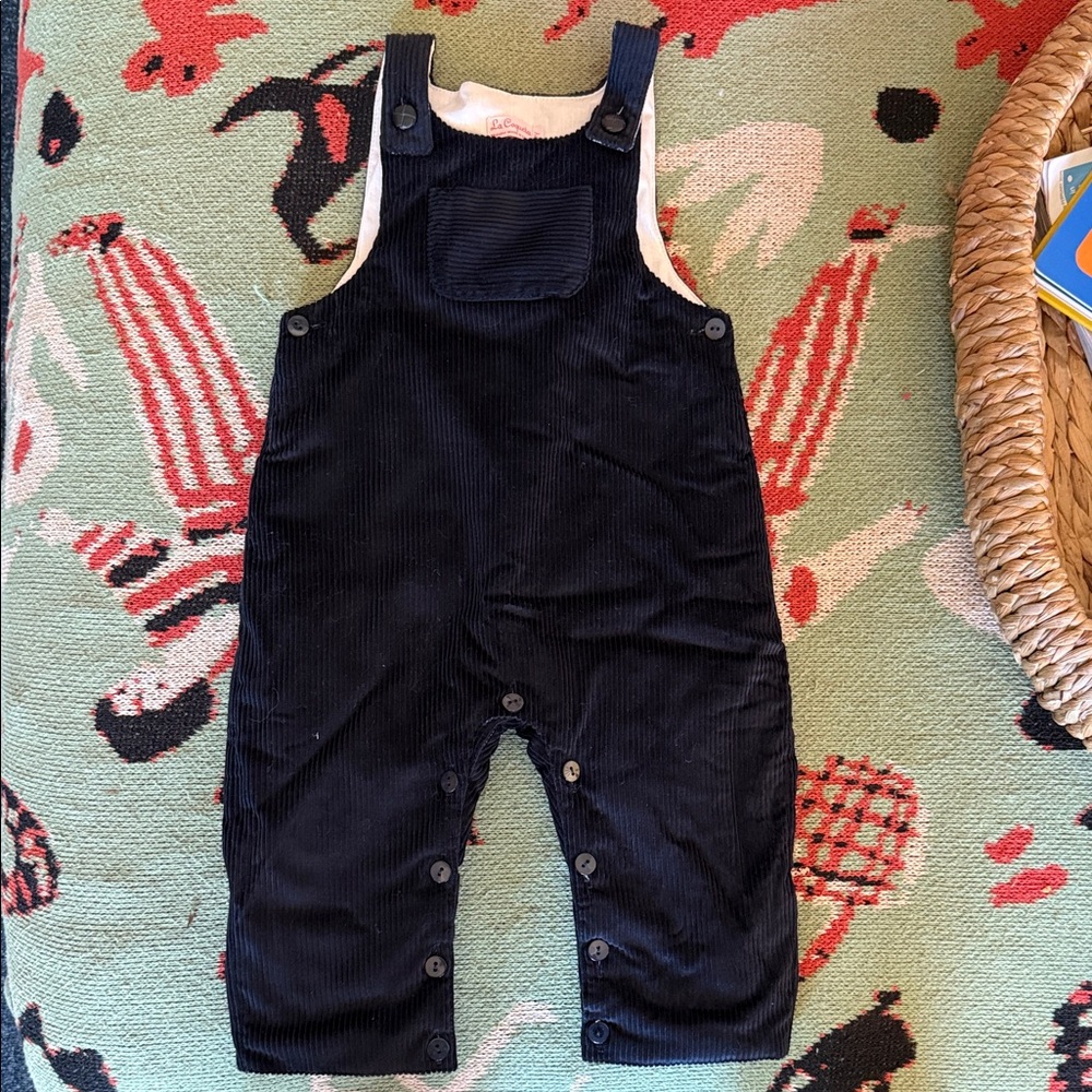 La Coqueta Boys Navy Corduroy Overalls